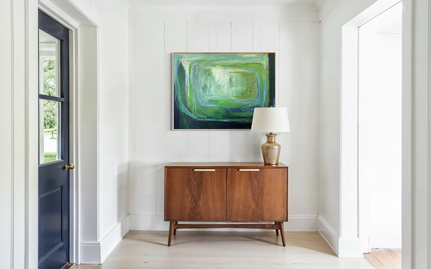 36" x 48" Acrylic and Oil Stick on Canvas | Large Green Abstract Painting