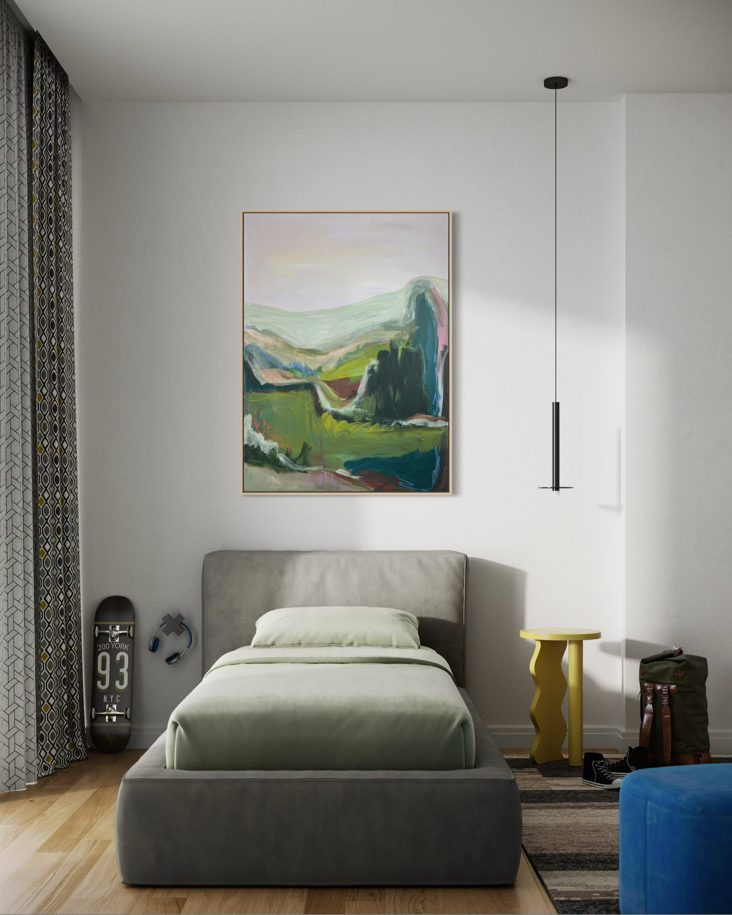 48" x 36" Abstract Landscape, Acrylic and Oil Stick on Canvas