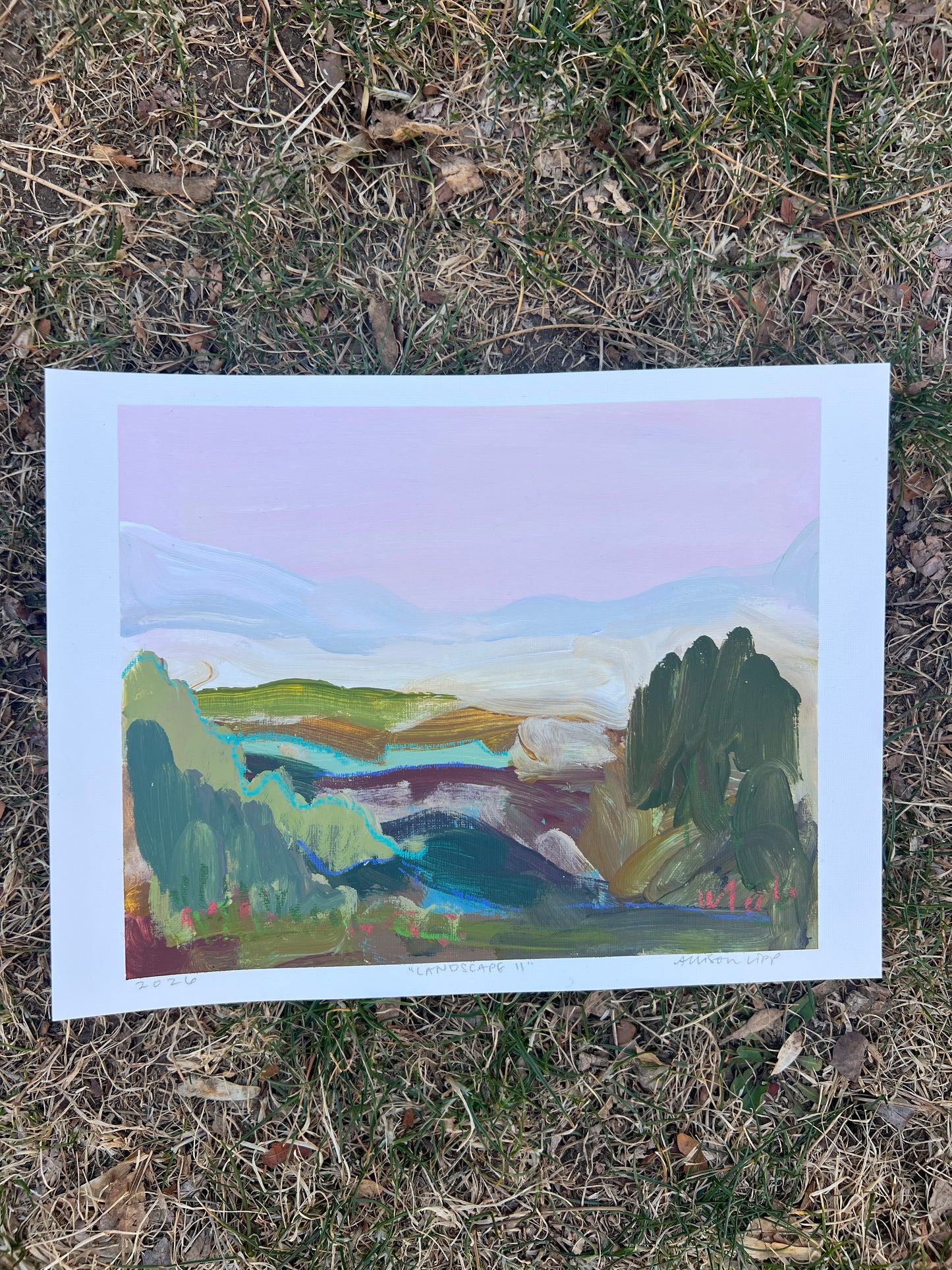 8"x10" Abstract Landscape: Acrylic and Oil Stick on Paper