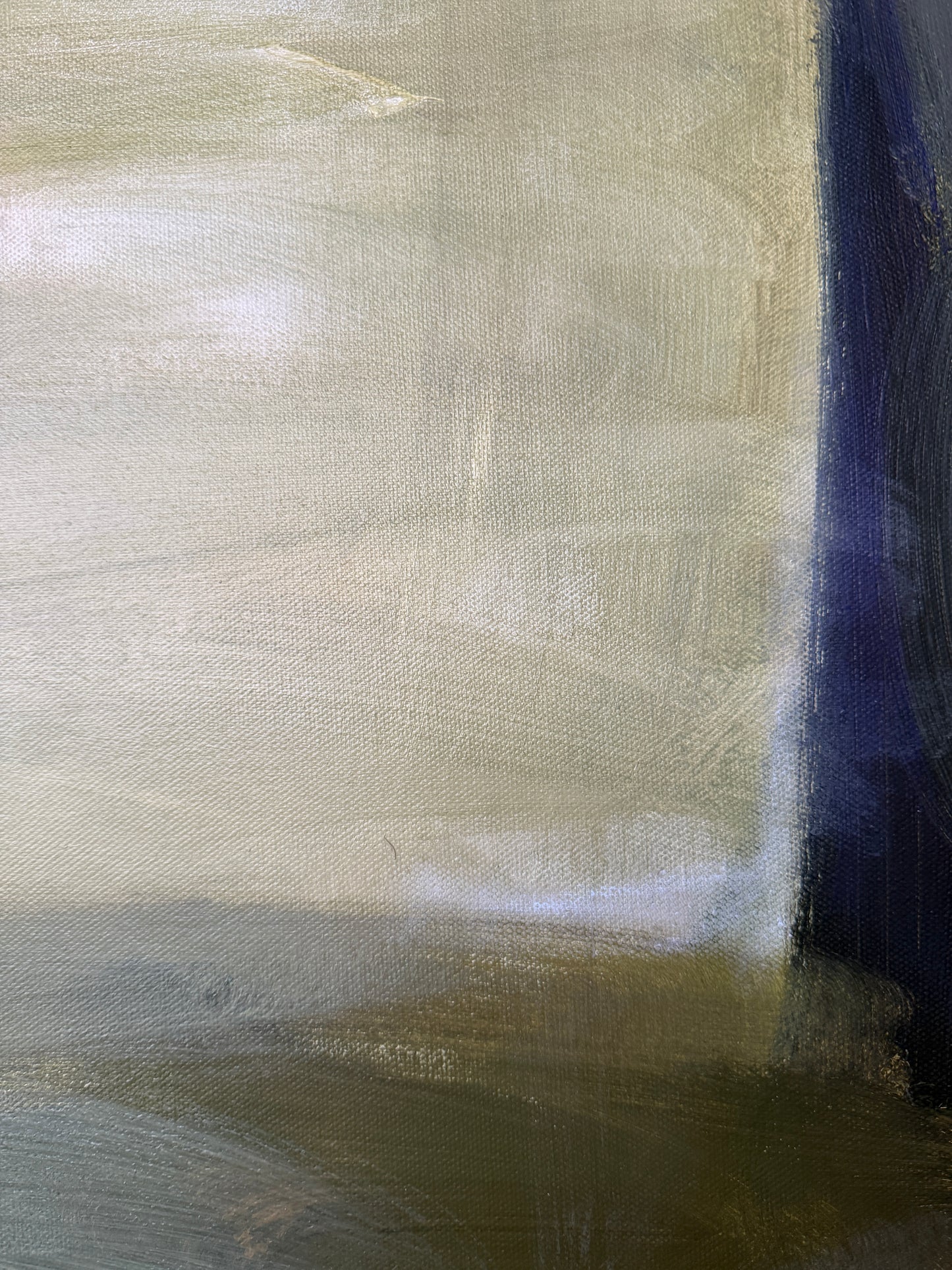 48" x 36" Abstract Landscape | Acrylic and oil stick on canvas | "Foggy Day in Spring, II"
