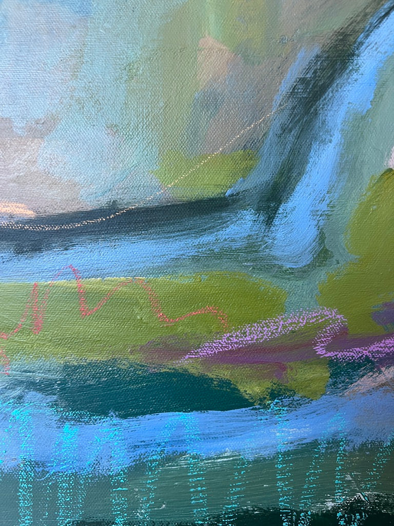 36"x48" Abstract Landscape: Acrylic and Oil Stick on Canvas