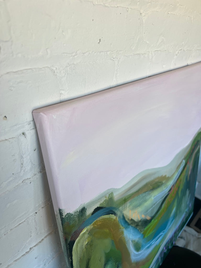 24" x 24" Abstract Landscape: Acrylic and Oil Stick on Canvas