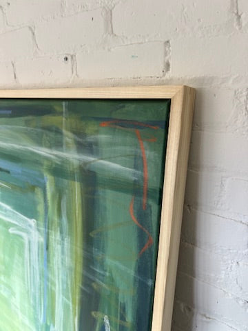 48" x 36" Acrylic and Oil Stick on Canvas | Green Abstract