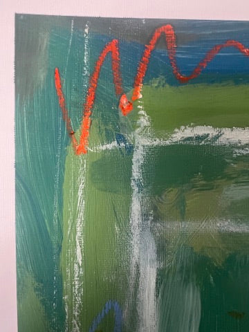 10" x 10" Green Abstract on Paper