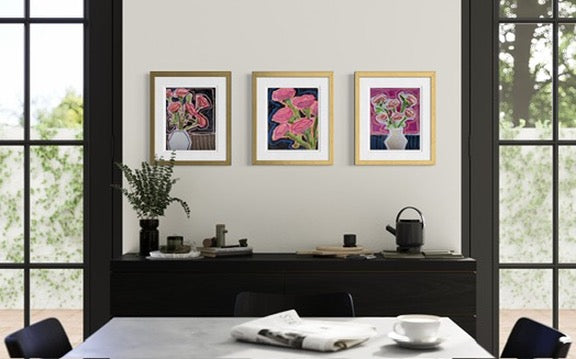 10" x 8" Abstract Carnation Floral Paintings | Original, Acrylic and Oil Pastel on Paper