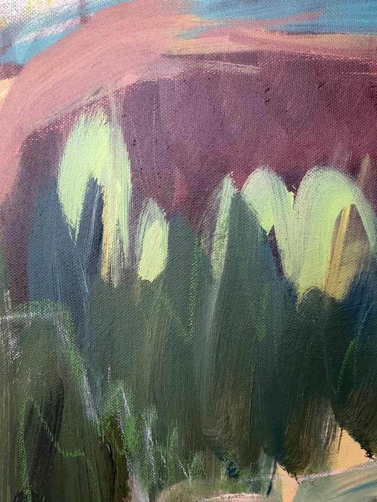 36" x 48" Abstract Landscape | Acrylic and oil stick on canvas | "It's pronounced 'aubergine' II"
