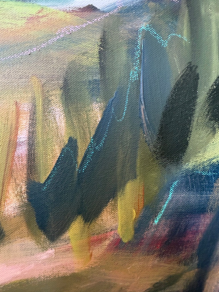 36" x 48" Abstract Landscape | Acrylic and oil stick on canvas | "It's pronounced 'aubergine' II"