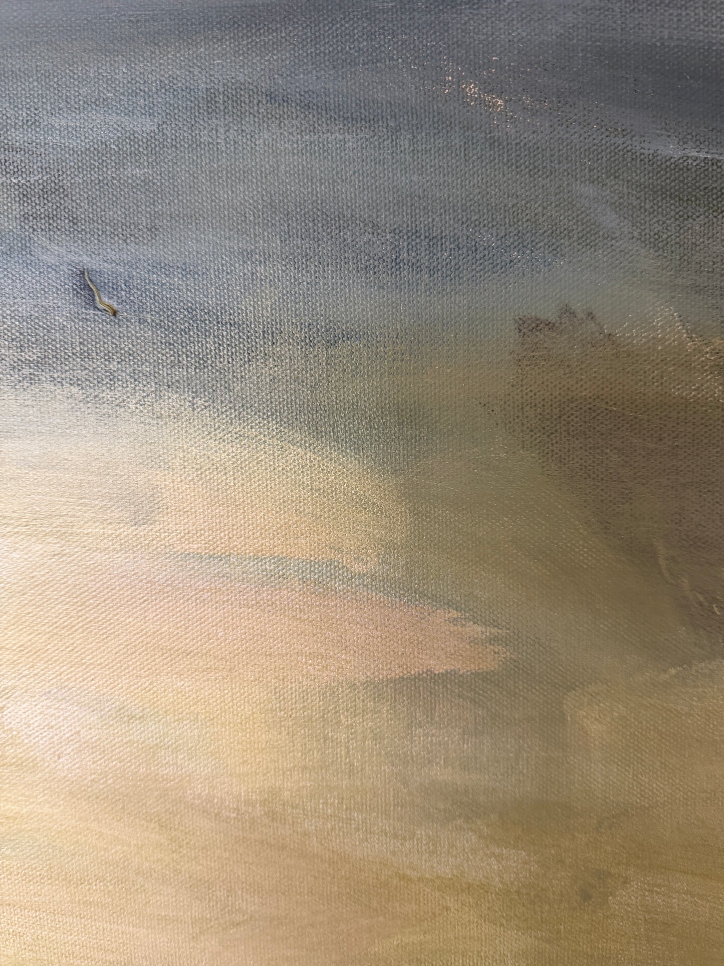 48" x 36" Abstract Landscape | Acrylic and oil stick on canvas | "Foggy Day in Spring, II"