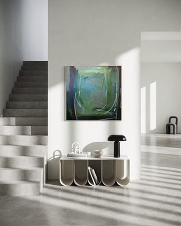 36" x 36" Green Abstract Painting | Acrylic and Oil Stick on Canvas