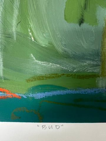 10" x 10" Green Abstract on Paper