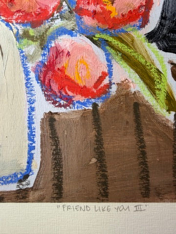 10" x 8" Abstract Floral Bouquet Paintings | Original, Acrylic and Oil Pastel on Paper