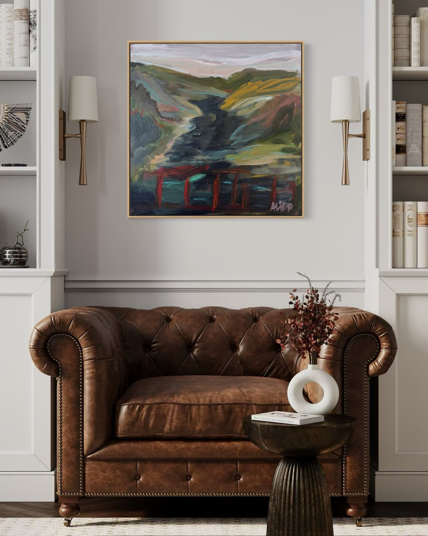 30" x 30" | Red Bridge Moment