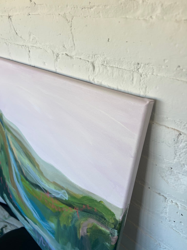 24" x 24" Abstract Landscape: Acrylic and Oil Stick on Canvas