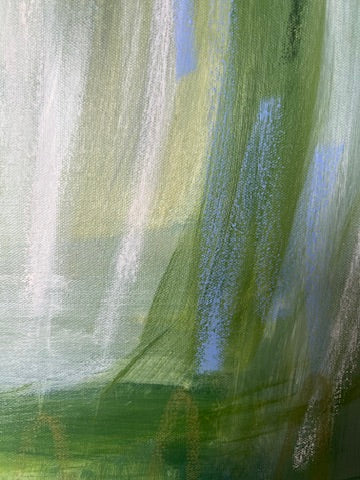 (PENDING SALE) 36" x 48" Acrylic and Oil Stick on Canvas | Green Abstract