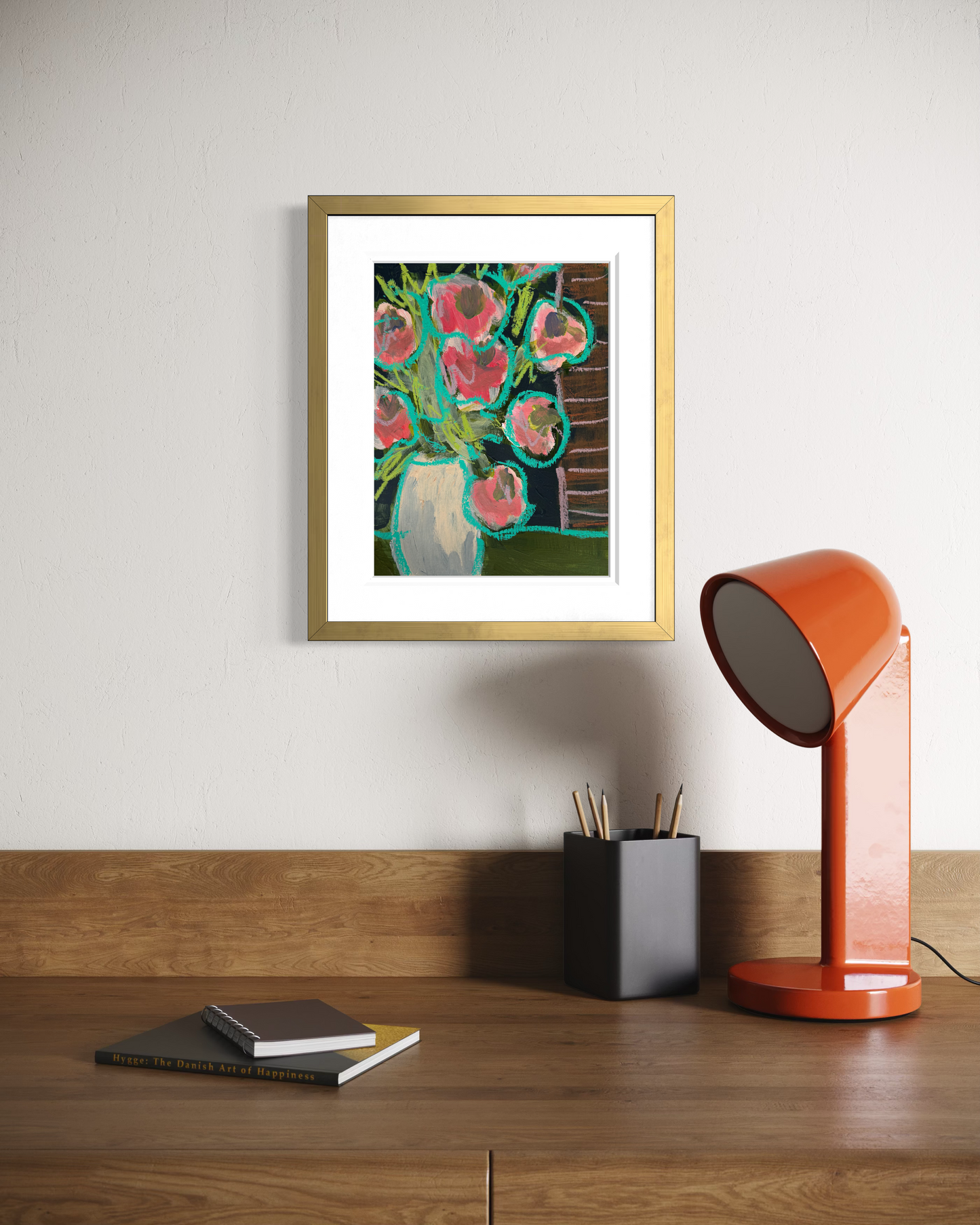 12" x 9" Abstract Floral: Acrylic and Oil Pastel on Paper