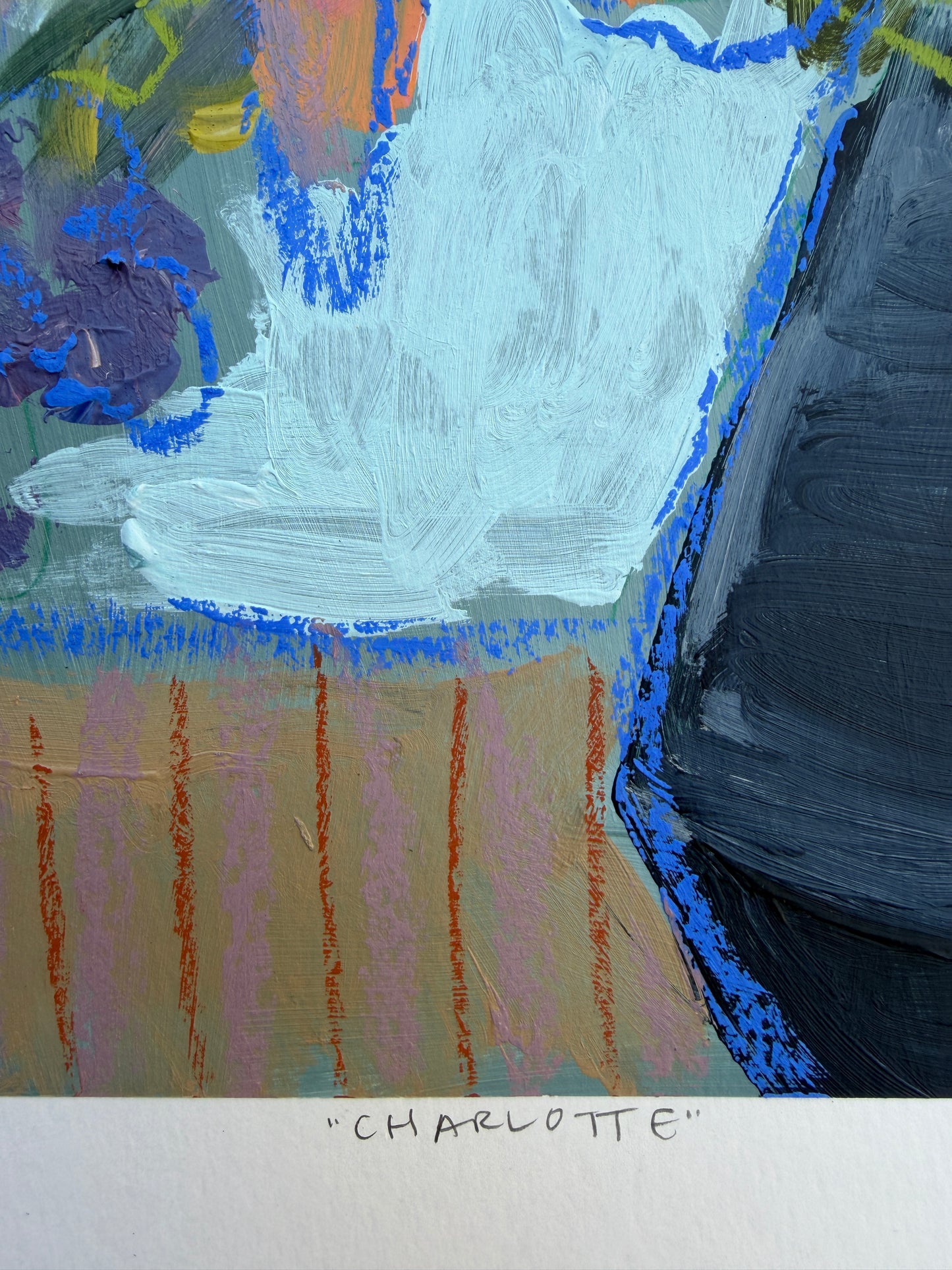 12" x 9" Abstract Floral: Acrylic and Oil Pastel on Paper