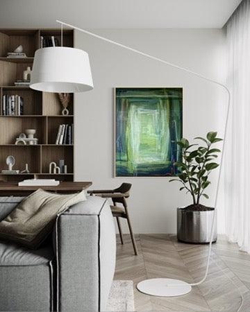 48" x 36" Acrylic and Oil Stick on Canvas | Green Abstract