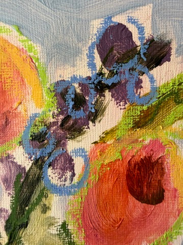 10" x 8" Abstract Floral Bouquet Paintings | Original, Acrylic and Oil Pastel on Paper
