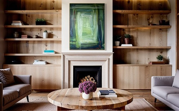 48" x 36" Acrylic and Oil Stick on Canvas | Green Abstract