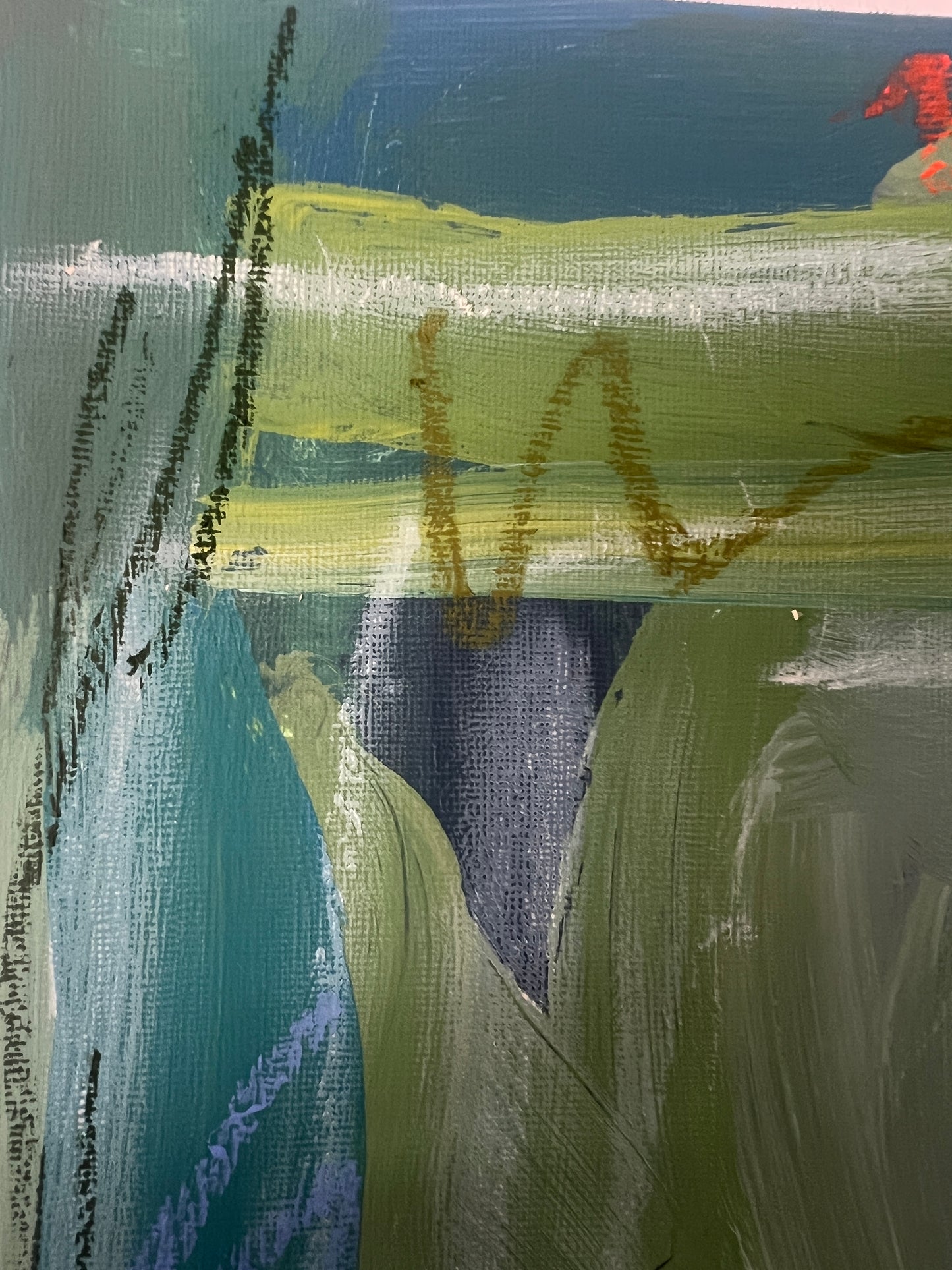 10" x 10" Green Abstract on Paper