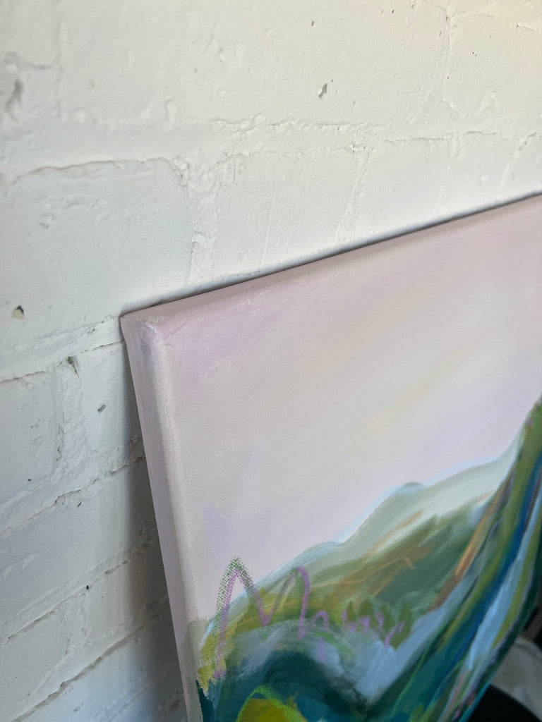 24" x 24" Abstract Landscape: Acrylic and Oil Stick on Canvas