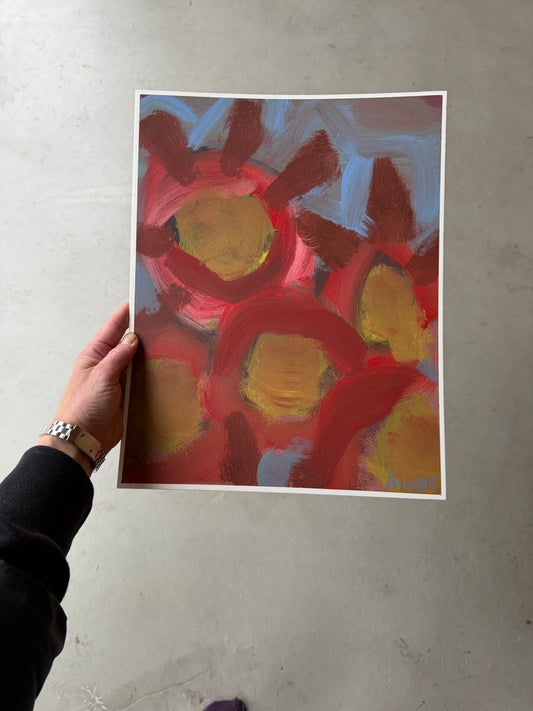 14" x 11" Abstract Floral: Acrylic on Paper