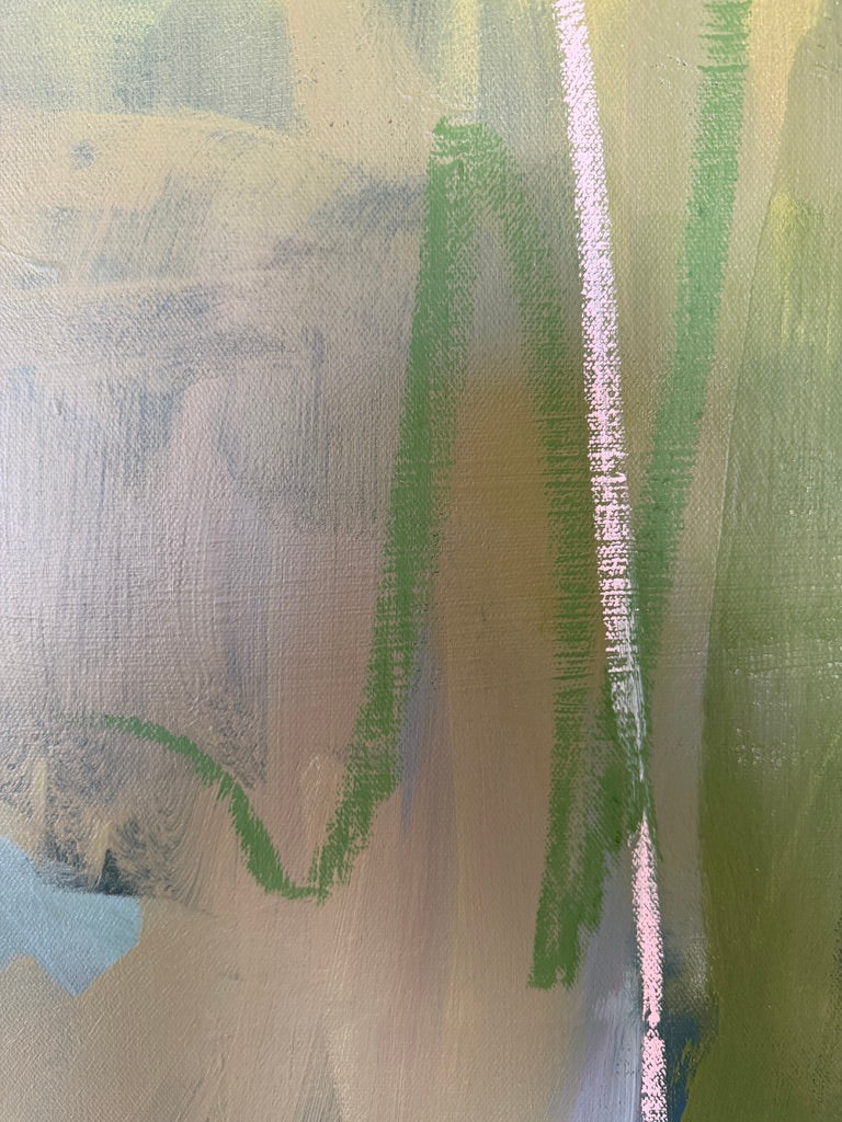 36" x 36" Green Abstract Painting | Acrylic and Oil Stick on Canvas