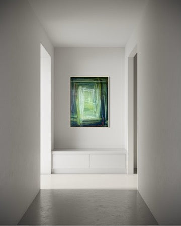 48" x 36" Acrylic and Oil Stick on Canvas | Green Abstract