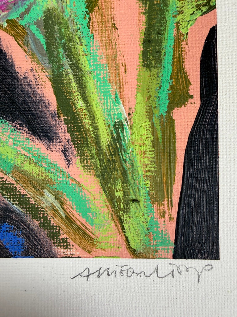 10" x 8" Abstract Carnation Floral Paintings | Original, Acrylic and Oil Pastel on Paper