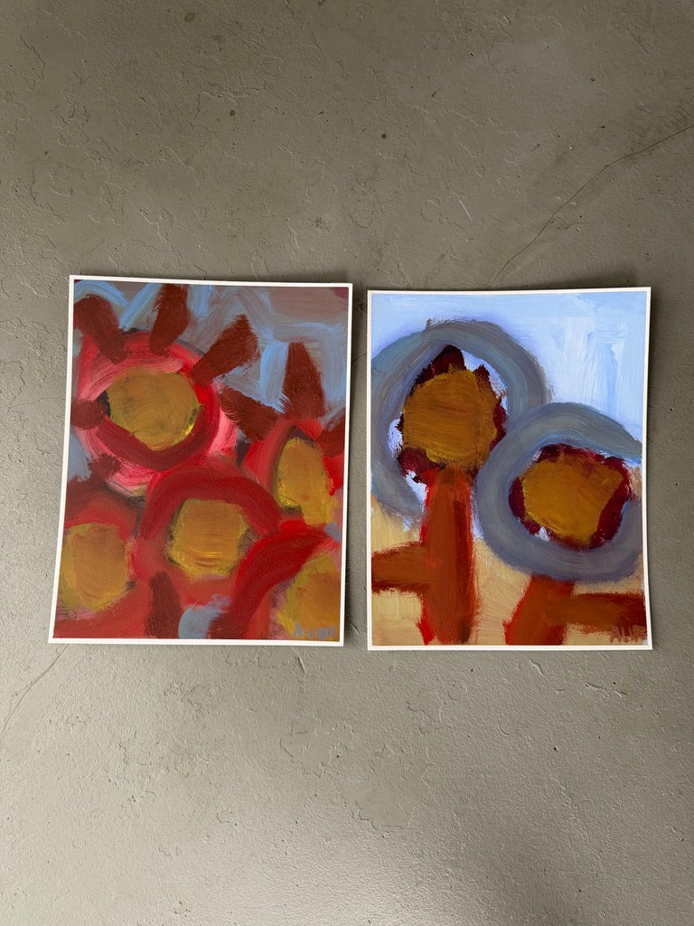 14" x 11" Abstract Floral: Acrylic on Paper