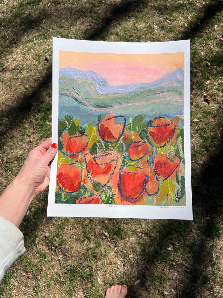 12" x 10" Superbloom on Paper Paintings (6 variations)