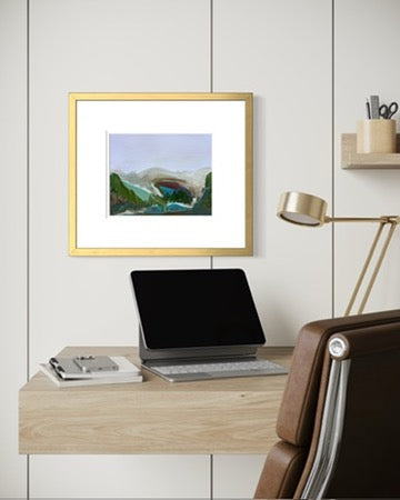 8"x10" Abstract Landscape: Acrylic and Oil Stick on Paper
