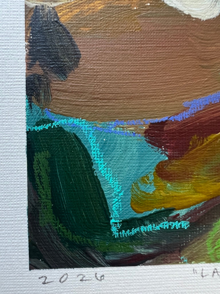 7"x5" Abstract Landscape: Acrylic and Oil Stick on Paper