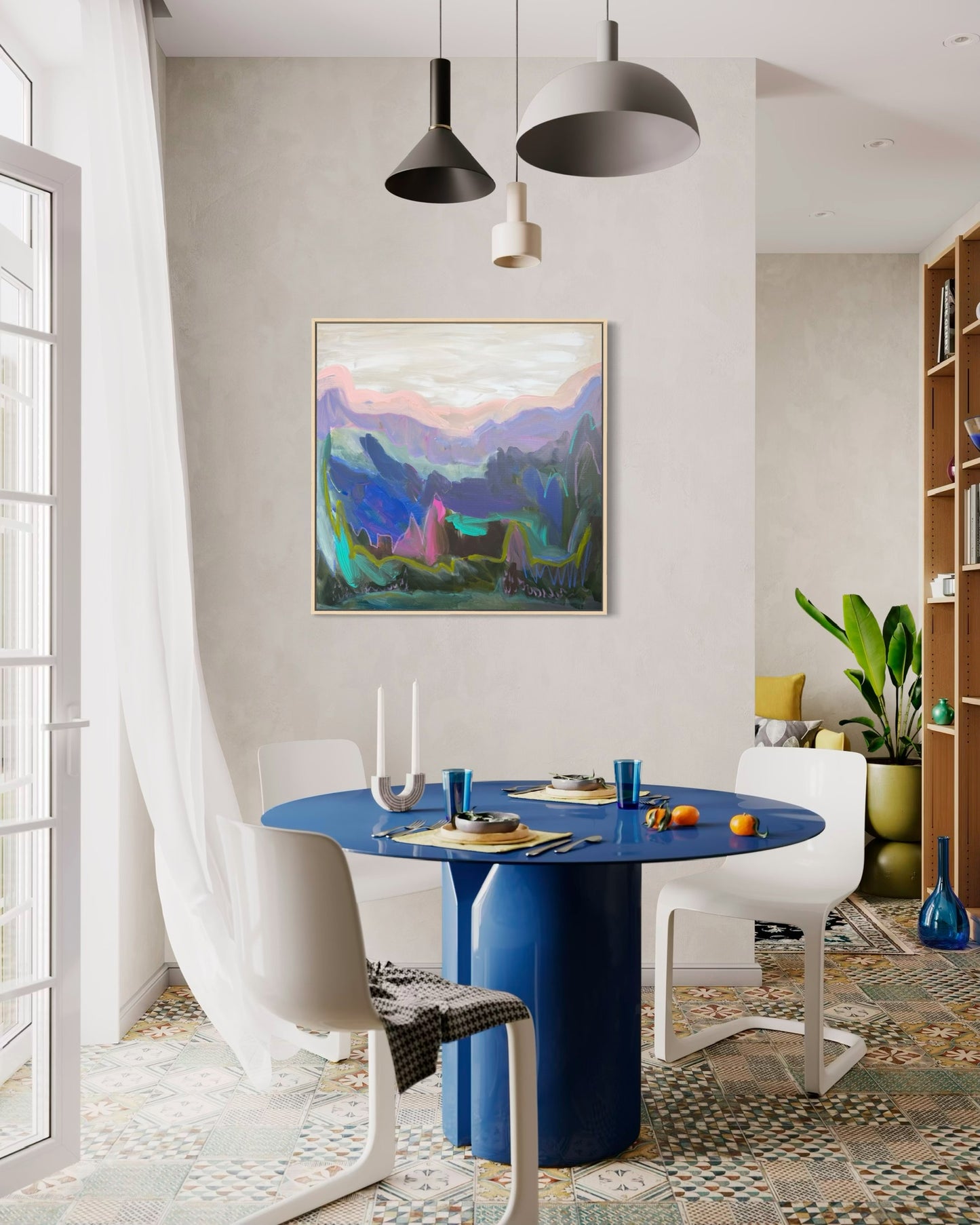 36" x 36" Abstract Landscape (Acrylic and oil stick on canvas)