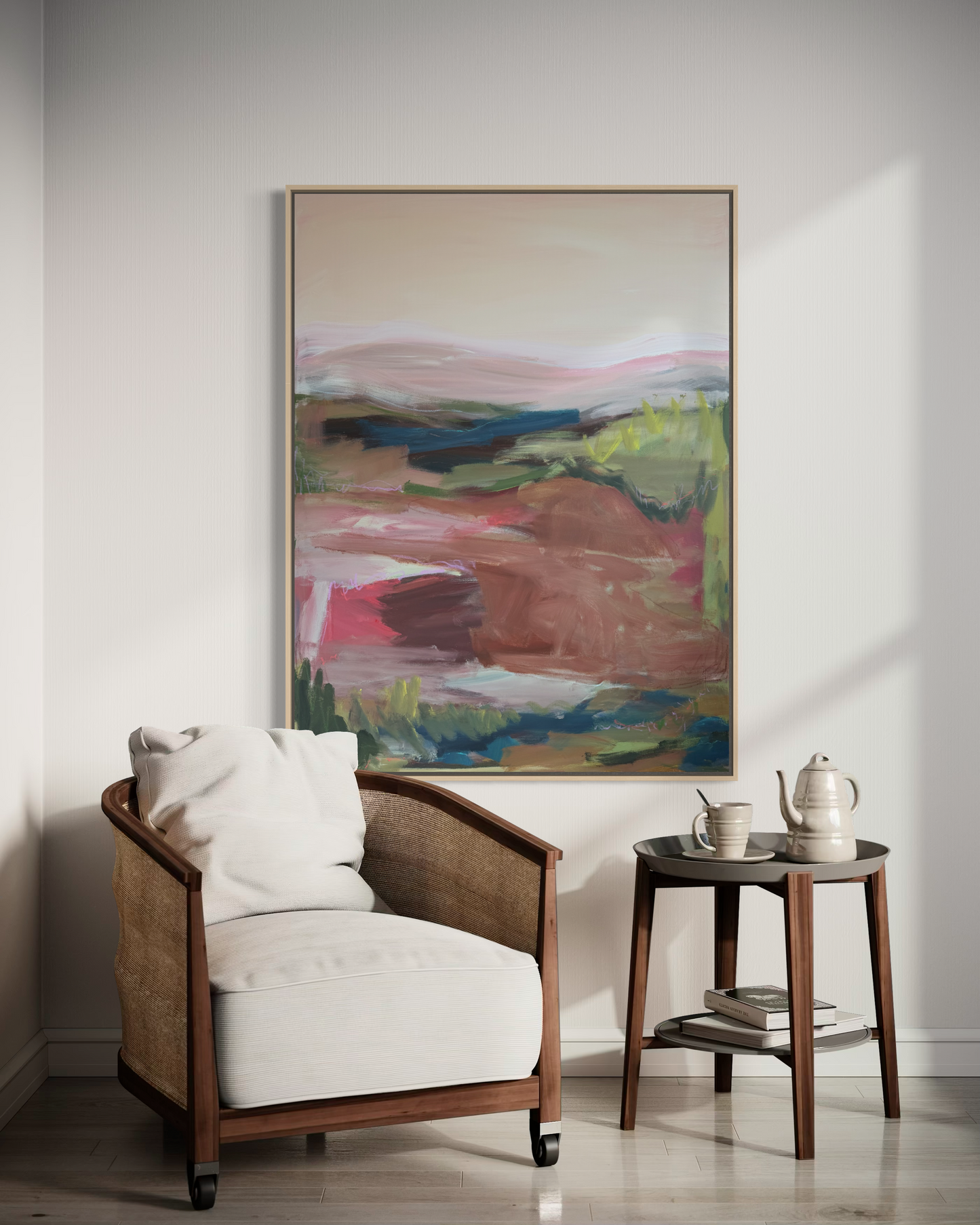 48" x 36" Abstract Landscape | Acrylic and oil stick on canvas | "It's pronounced 'aubergine' I"