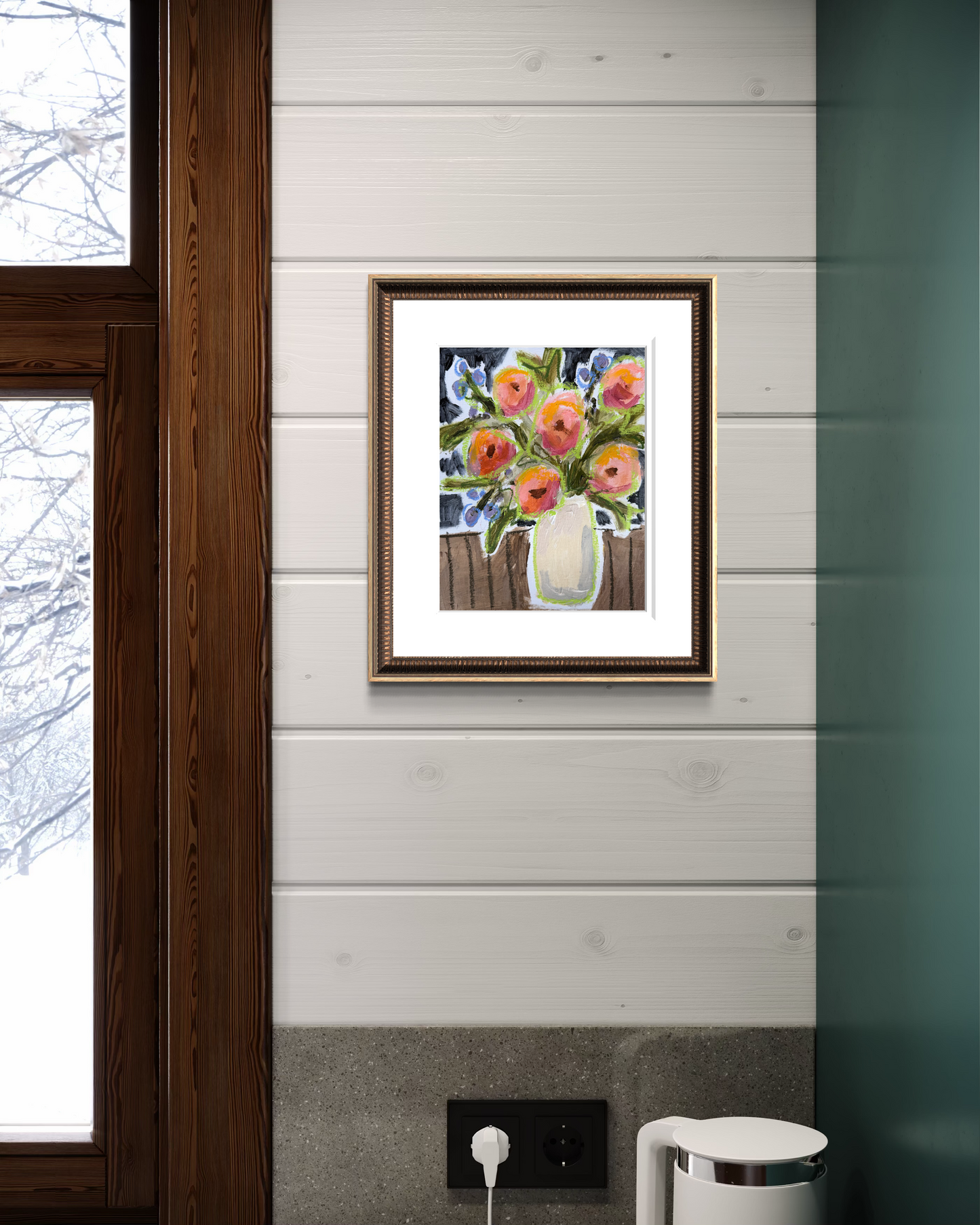 10" x 8" Abstract Floral Bouquet Paintings | Original, Acrylic and Oil Pastel on Paper