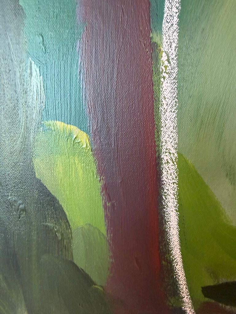 36" x 36" Green Abstract Painting | Acrylic and Oil Stick on Canvas
