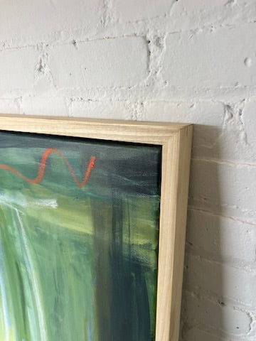 (PENDING SALE) 36" x 48" Acrylic and Oil Stick on Canvas | Green Abstract