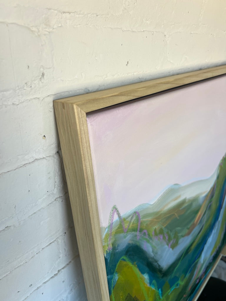 24" x 24" Abstract Landscape: Acrylic and Oil Stick on Canvas