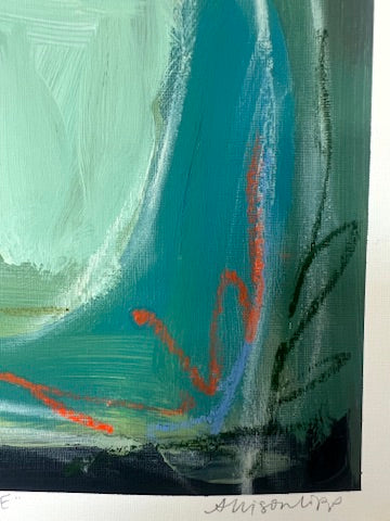 10" x 10" Green Abstract on Paper