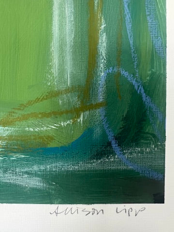 10" x 10" Green Abstract on Paper