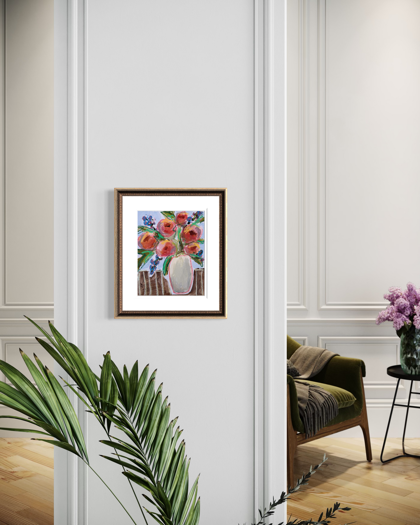 10" x 8" Abstract Floral Bouquet Paintings | Original, Acrylic and Oil Pastel on Paper