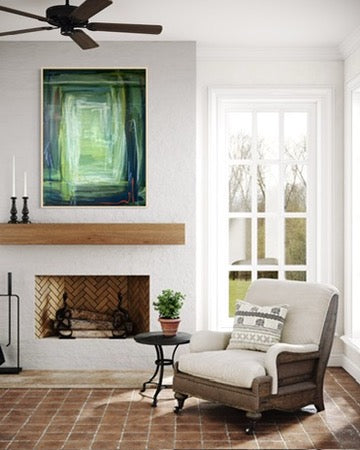 48" x 36" Acrylic and Oil Stick on Canvas | Green Abstract