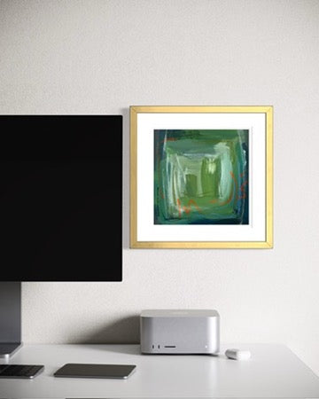 10" x 10" Green Abstract on Paper