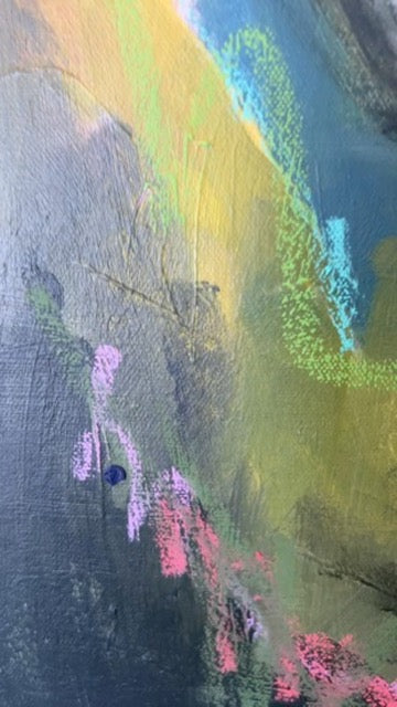 24" x 24" Abstract Landscape: Acrylic and Oil Stick on Canvas
