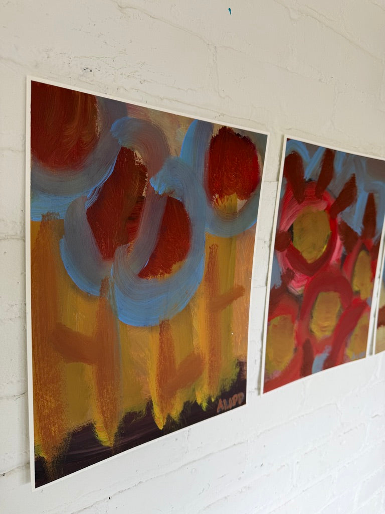 14" x 11" Abstract Floral: Acrylic on Paper