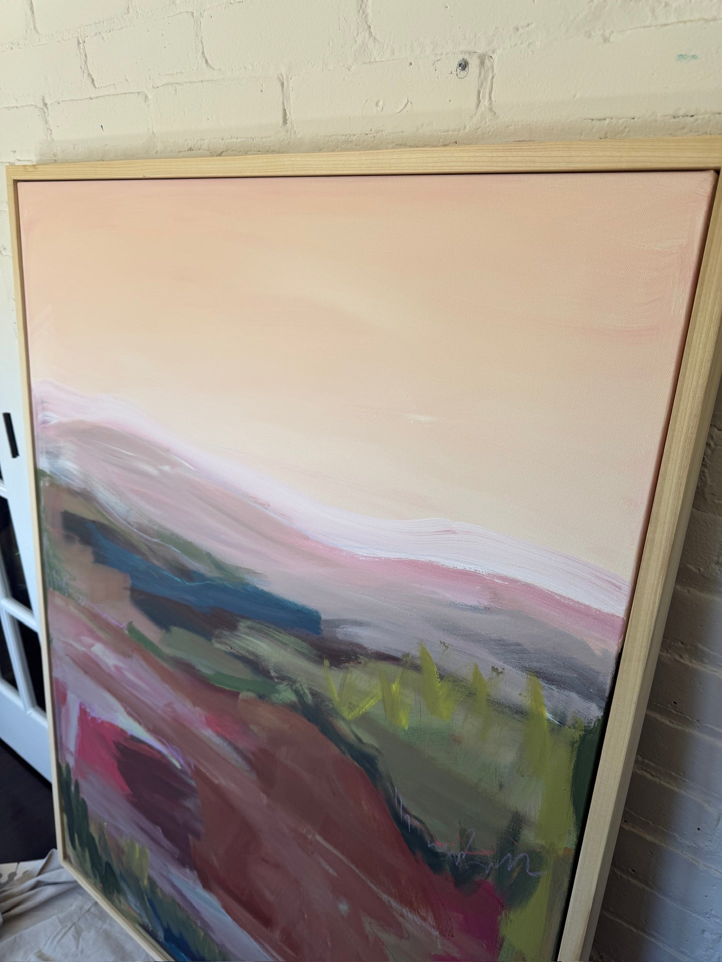 48" x 36" Abstract Landscape | Acrylic and oil stick on canvas | "It's pronounced 'aubergine' I"