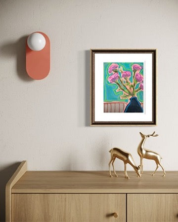 10" x 8" Abstract Carnation Floral Paintings | Original, Acrylic and Oil Pastel on Paper