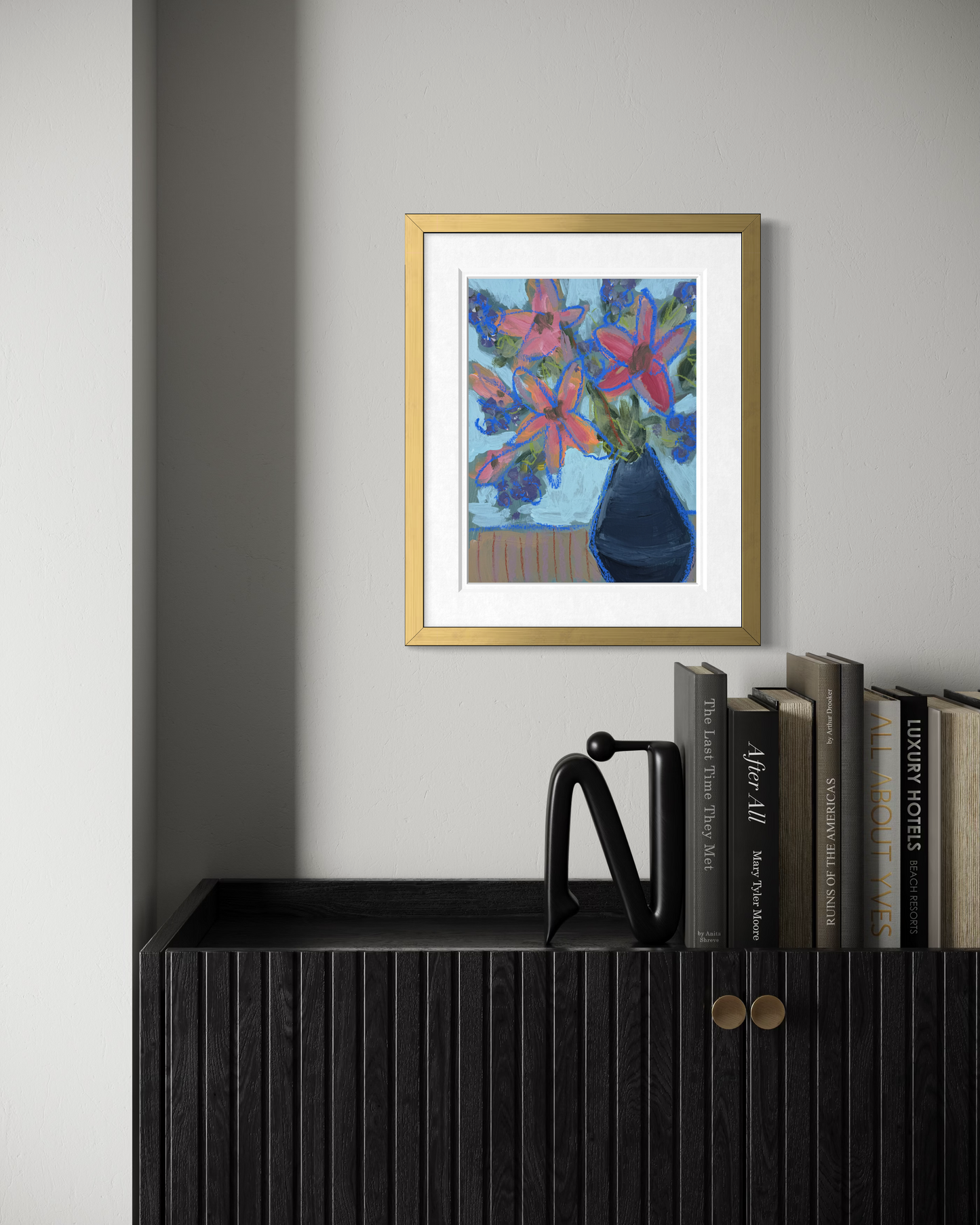 12" x 9" Abstract Floral: Acrylic and Oil Pastel on Paper