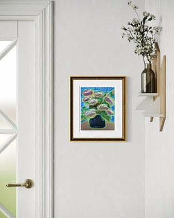 10" x 8" Abstract Carnation Floral Paintings | Original, Acrylic and Oil Pastel on Paper